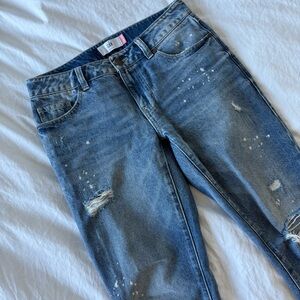 CABI Women's Distressed BF Blue Jeans